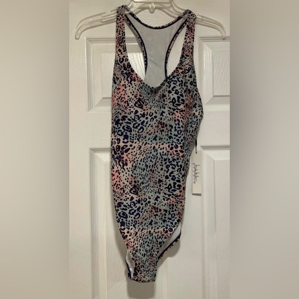 ✨Nicole Miller NWT One Piece Swimsuit Iris Cheetah Print Size Large